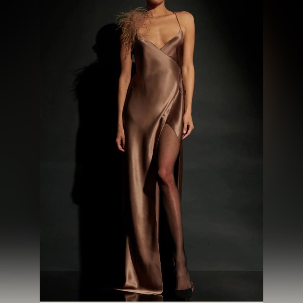 Tatev Satin Wrap Maxi Dress